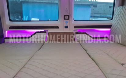 7 berth seater fully sleeping luxury caravan with queen size hire in delhi jaipur punjab india