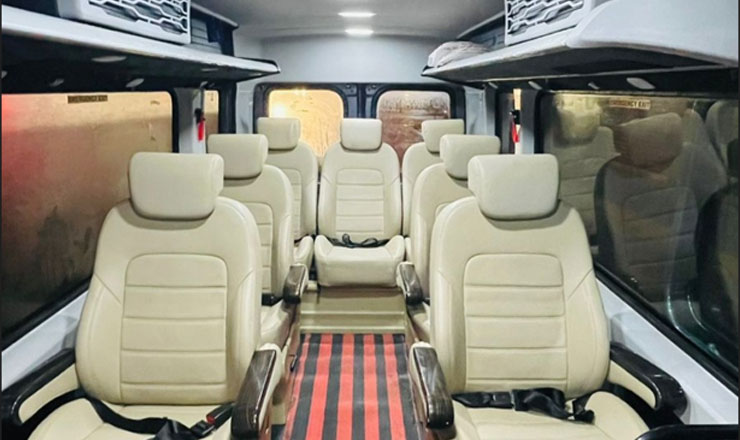 force urbania luxury van with 1x1 maharaja seats hire delhi