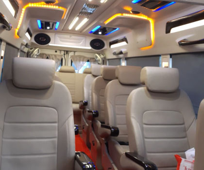 8 seater deluxe 1x1 maharaja tempo traveller with sofa seat hire in delhi india