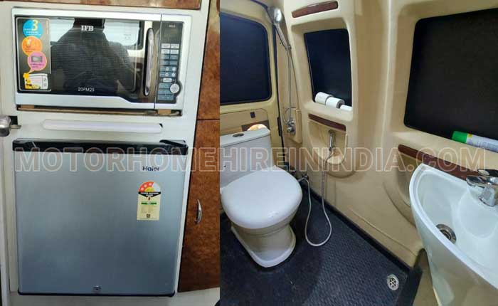 7 seater caravan with toilet washroom bed sofa and reclining seats hire delhi