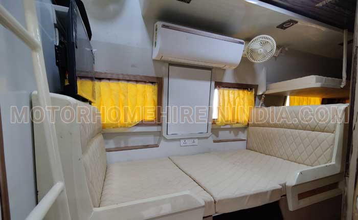 8 seater luxury caravan with toilet washroom kitchen hire delhi